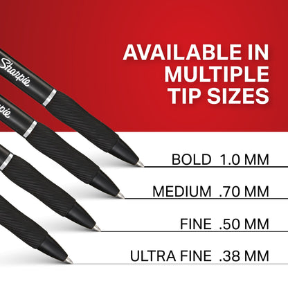 Sharpie S-Gel Pens 0.5 mm Pen Point Size, Black Gel-based Ink, 4 Pack