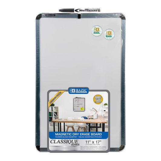 Aluminum Frame Magnetic Dry Erase Board, 11 x 17 in