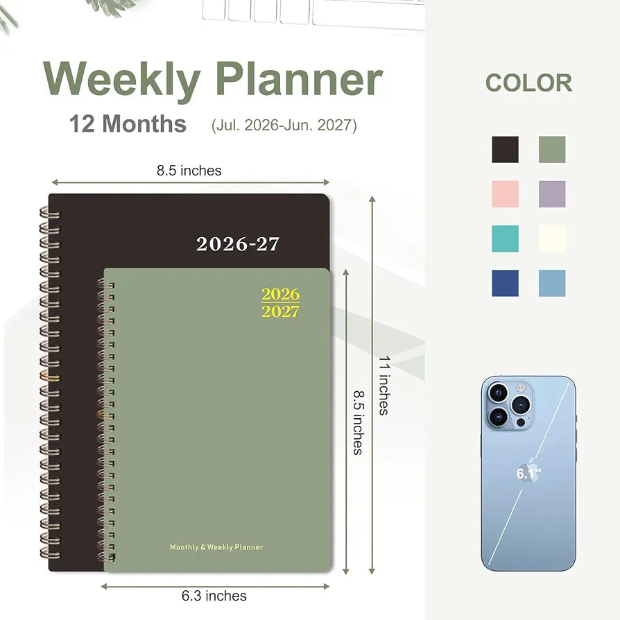 Planner 2026-2027, Weekly and Monthly Calendar Planner, JUL 2026 - JUN 2027