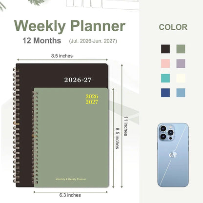 Planner 2026-2027, Weekly and Monthly Calendar Planner, JUL 2026 - JUN 2027