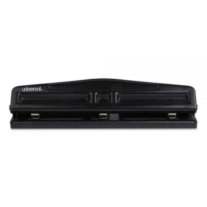 Universal 12-Sheet Deluxe Two- and Three-Hole Adjustable Punch, 9/32" Holes, Black