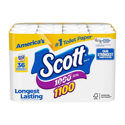 Scott 1-Ply Toilet Paper, 36 pk./1,100 sheets per roll
