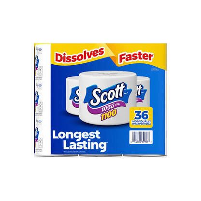 Scott 1-Ply Toilet Paper, 36 pk./1,100 sheets per roll