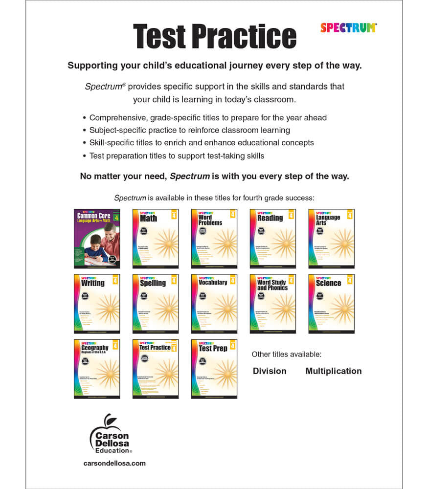Spectrum Test Practice Workbook Grade 4 Paperback