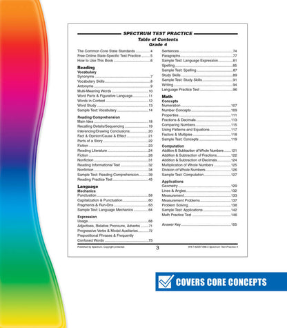 Spectrum Test Practice Workbook Grade 4 Paperback
