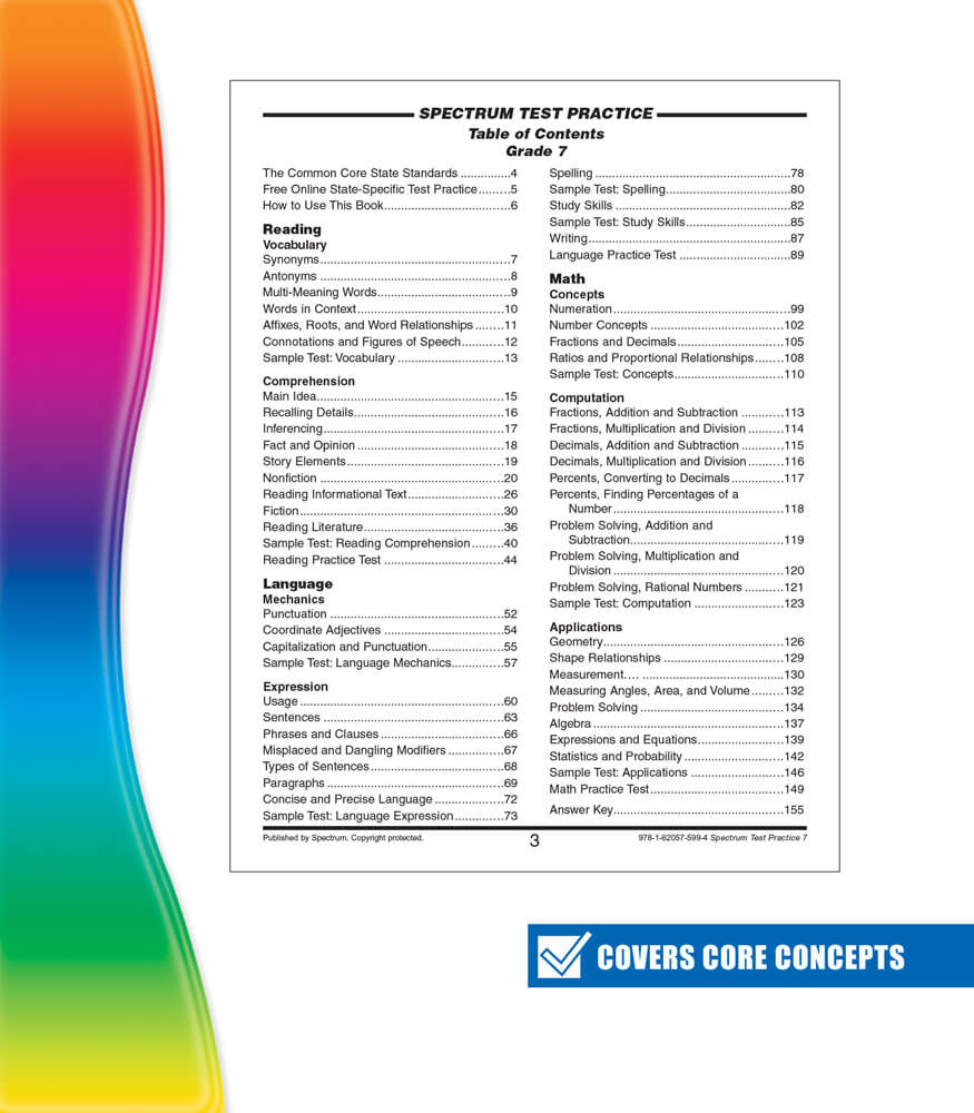 Spectrum Test Practice Workbook Grade 7 Paperback