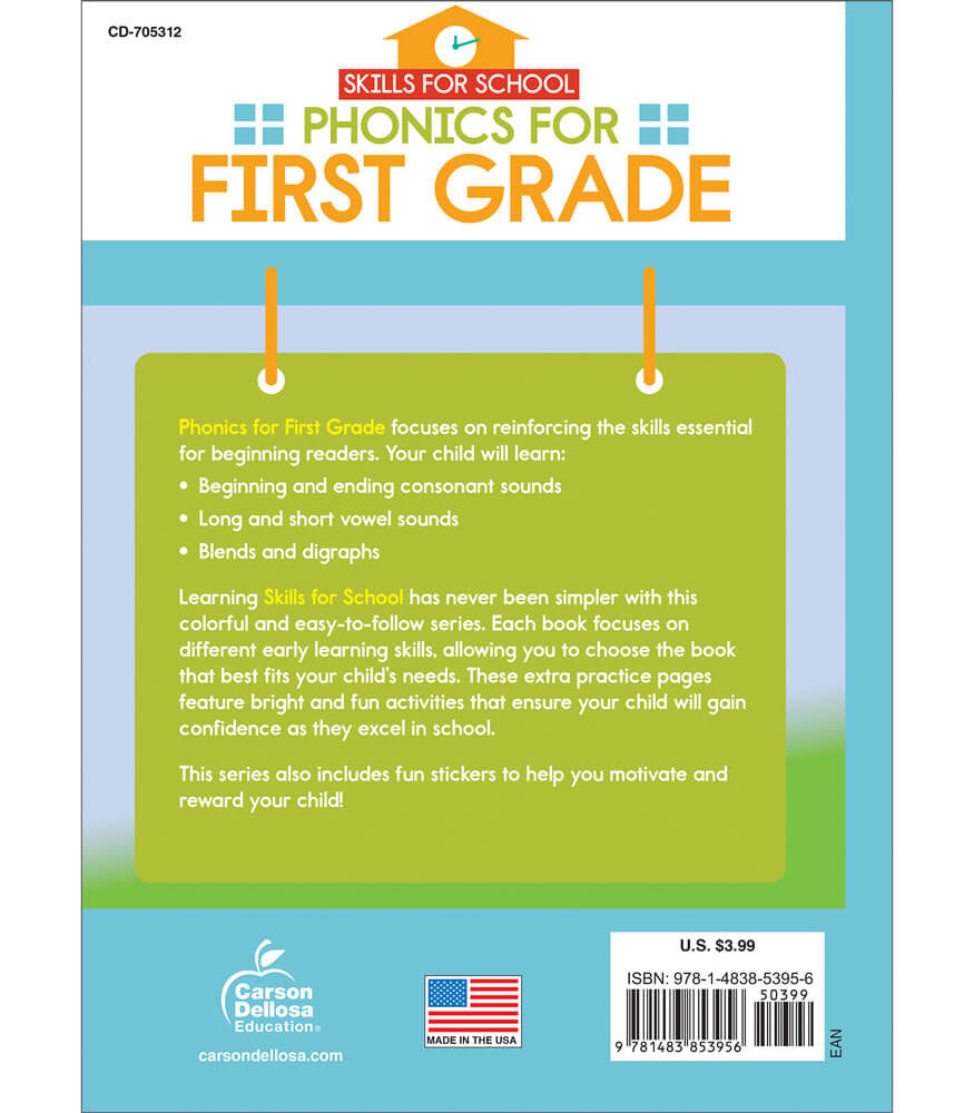 Phonics for First Grade Activity Book Grade 1 Paperback