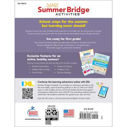 Summer Bridge Activities Workbook Grade K-1 Paperback
