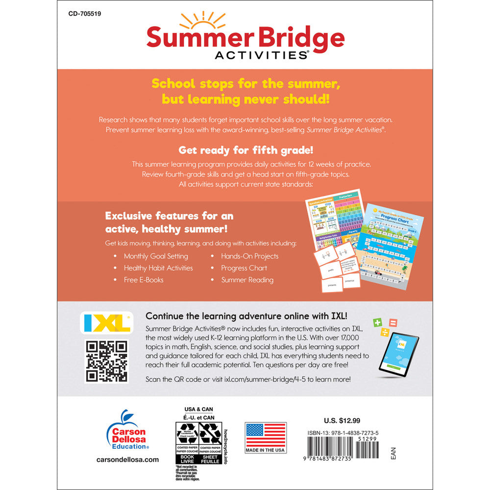 Summer Bridge Activities Workbook Grade 4-5 Paperback