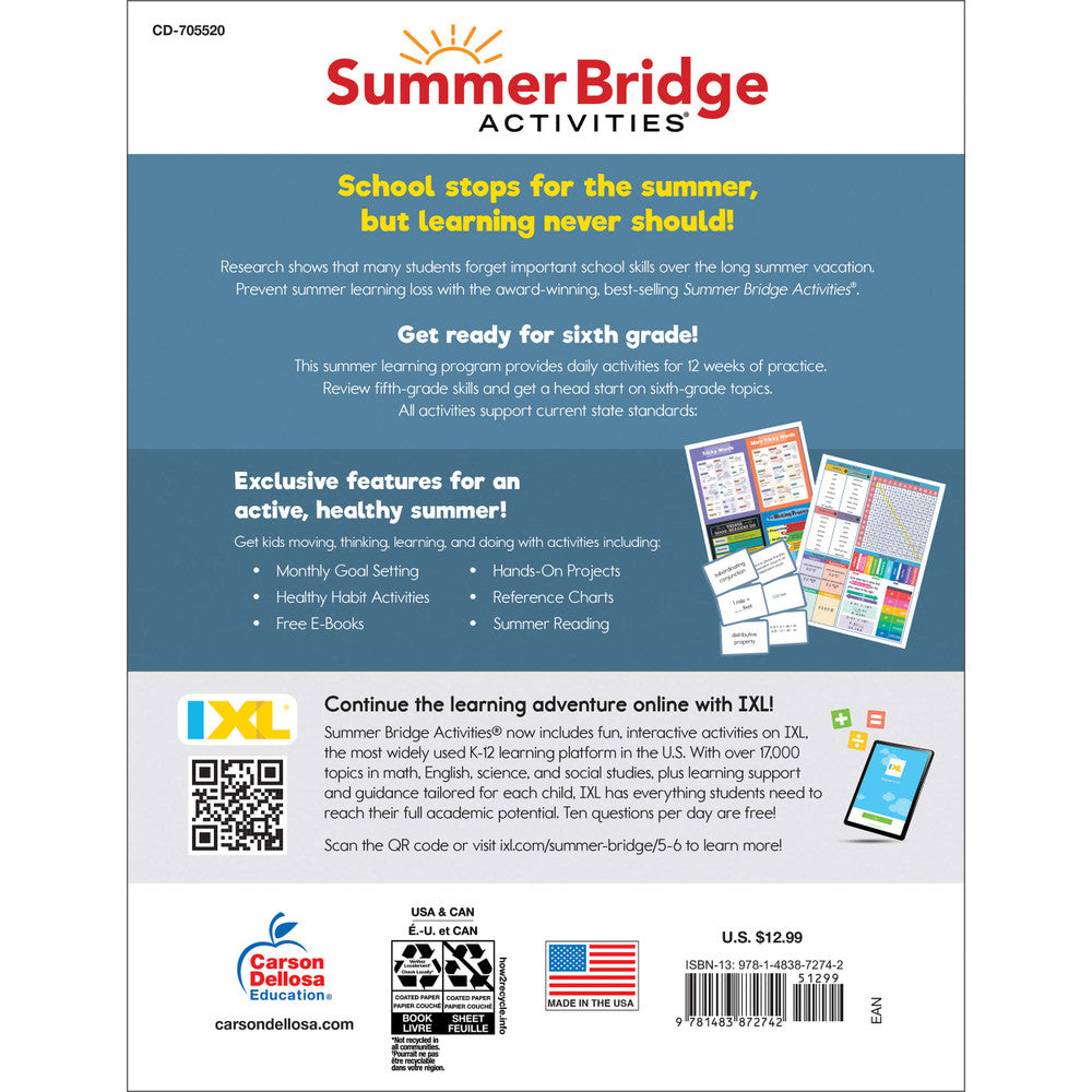 Summer Bridge Activities Workbook Grade 5-6 Paperback