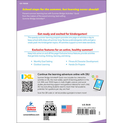 Summer Bridge Activities Quick Workbook Grade PK-K