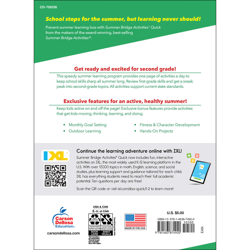 Summer Bridge Activities Quick Workbook Grade 1-2