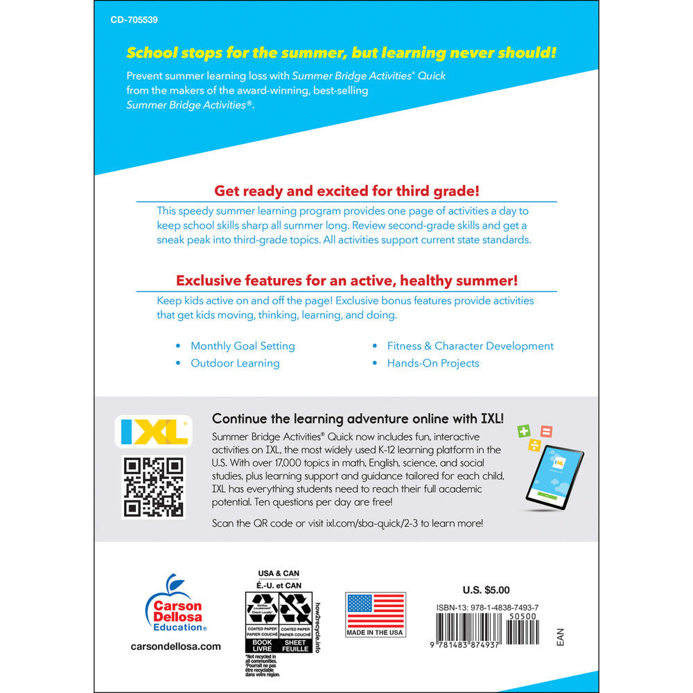 Summer Bridge Activities Quick Workbook Grade 2-3