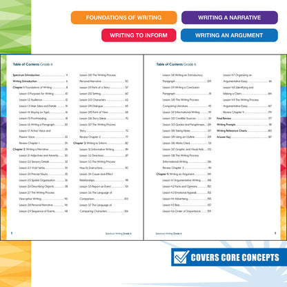 Spectrum Writing Workbook Grade 6 Paperback