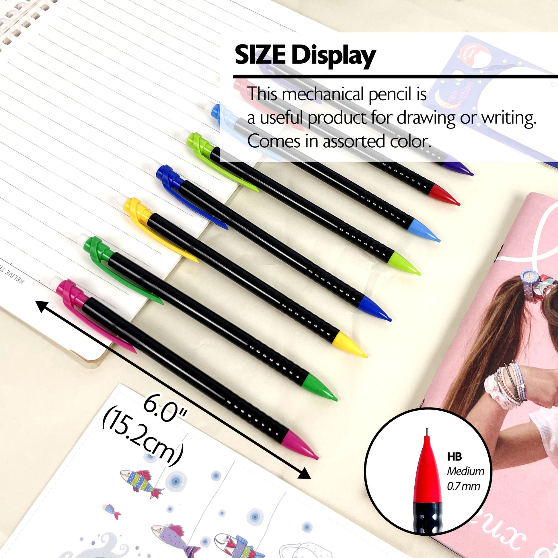 Electra Noir 0.7 mm Mechanical Pencils, HB #2 Lead