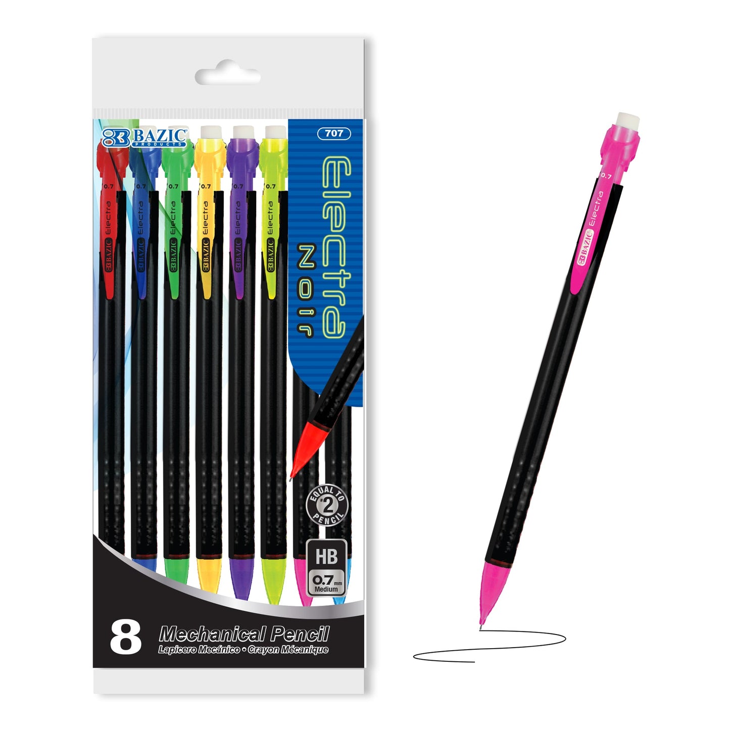 Electra Noir 0.7 mm Mechanical Pencils, HB #2 Lead