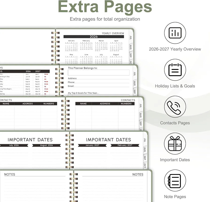 Planner 2026-2027, Weekly and Monthly Calendar Planner, JUL 2026 - JUN 2027