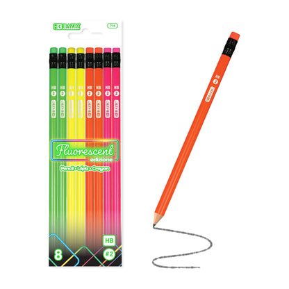 Fluorescent Neon #2 Pencils, Eraser