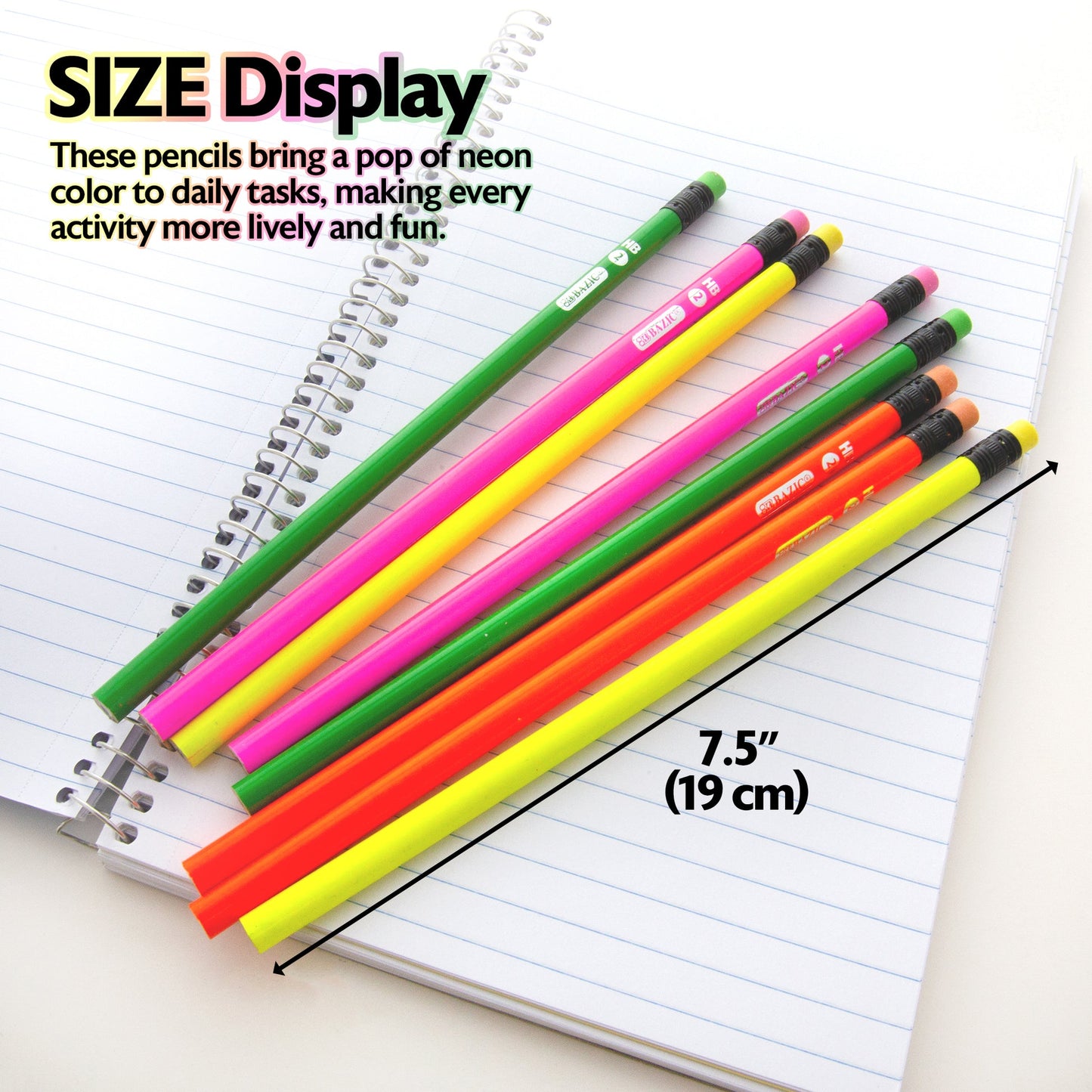 Fluorescent Neon #2 Pencils, Eraser