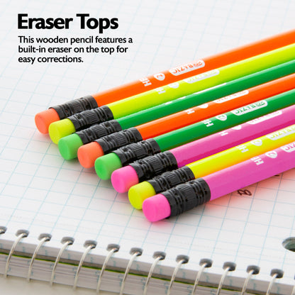 Fluorescent Neon #2 Pencils, Eraser