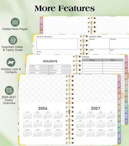 Academic Planner 2026-2027, Hardcover Weekly and Monthly Calendar Planner from July 2026 - June 2027, Daily Agenda Planners with Tabs, College School Organizer for Student Teacher, A5 , Insect Garden