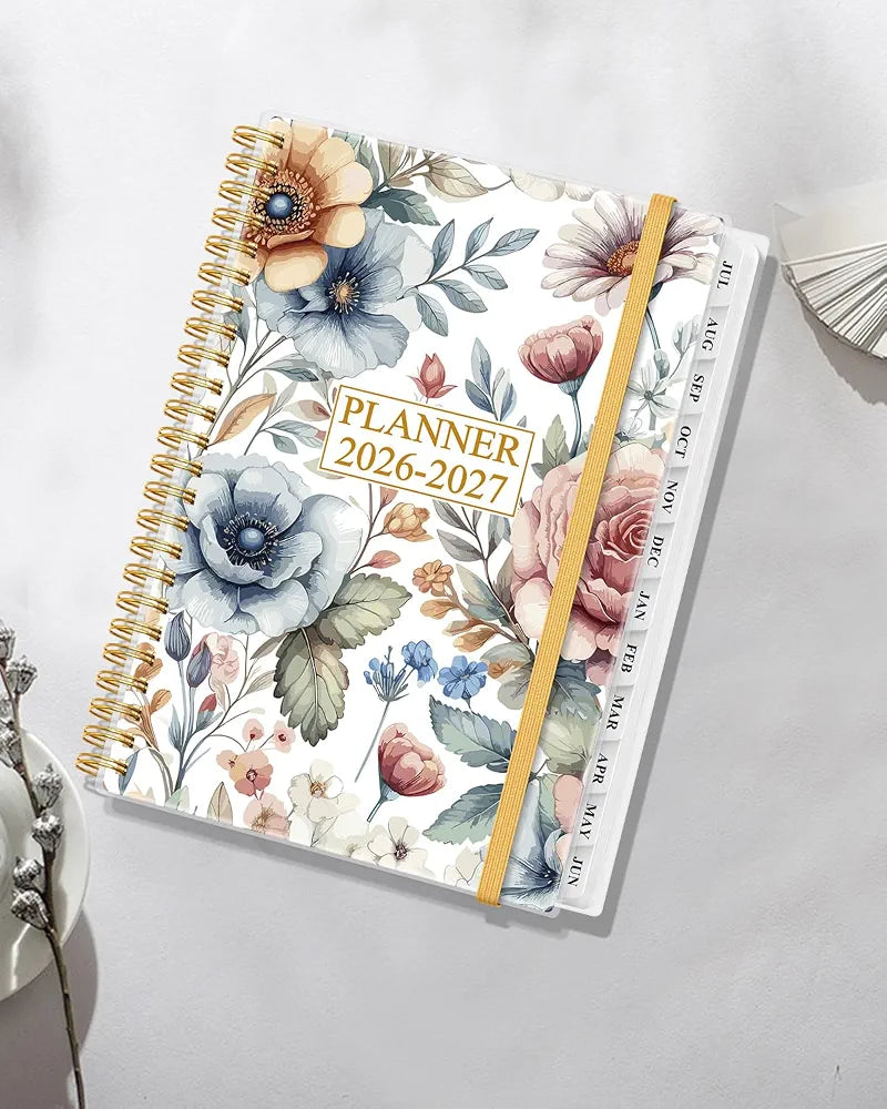 Planner 2026-2027, Academic Planner, Planner Weekly and Monthly, Jul 2026 - Jun 2027, Agenda with Inner Pocket, Elastic Band, 6.4" x 8.5", Colorful Large Flower