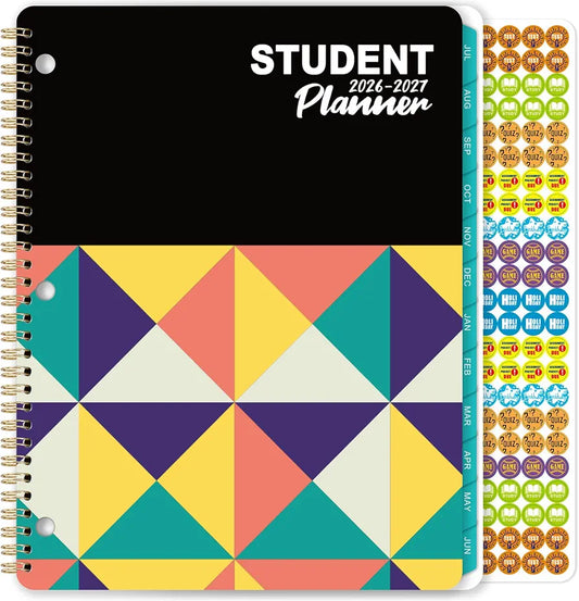 Student Planner 2026-2027 – School Planner 2026-2027 from Jul 2026 – Jun 2027, 9" × 11", Homework Academic Planner with Stickers, Strong Twin-Wire Binding, 12 Monthly Tabs, Great Weekly Lesson Planner