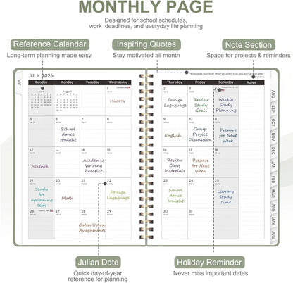 Planner 2026-2027, Weekly and Monthly Calendar Planner, JUL 2026 - JUN 2027