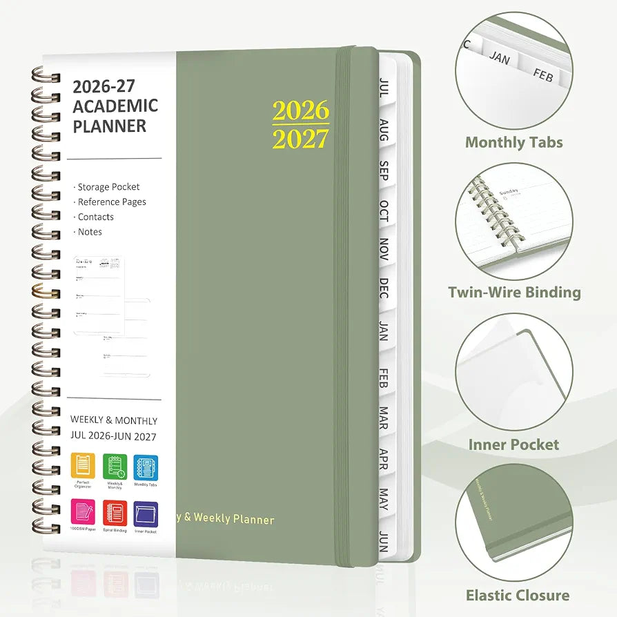 Planner 2026-2027, Weekly and Monthly Calendar Planner, JUL 2026 - JUN 2027
