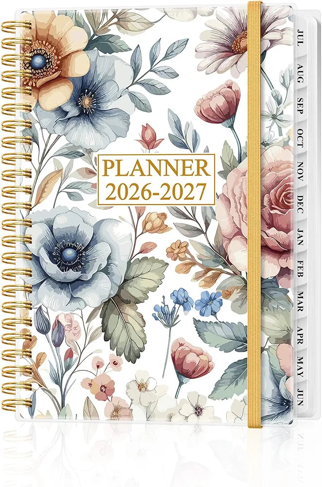 Planner 2026-2027, Academic Planner, Planner Weekly and Monthly, Jul 2026 - Jun 2027, Agenda with Inner Pocket, Elastic Band, 6.4" x 8.5", Colorful Large Flower