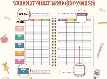 Undated Teacher Planner 2026-2027 - Teacher Lesson Planner, 9''x11''