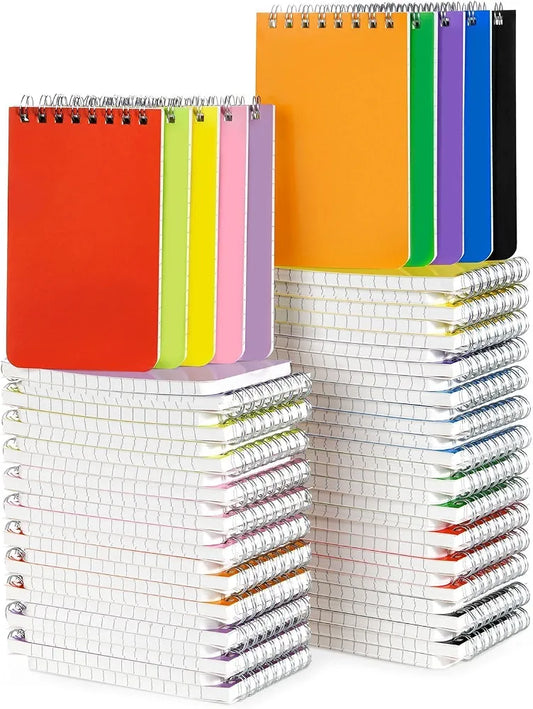 Dynta 60 Pack Pocket Notebook Bulk 3x5 Inch Mini Top Bound Spiral Note Pad