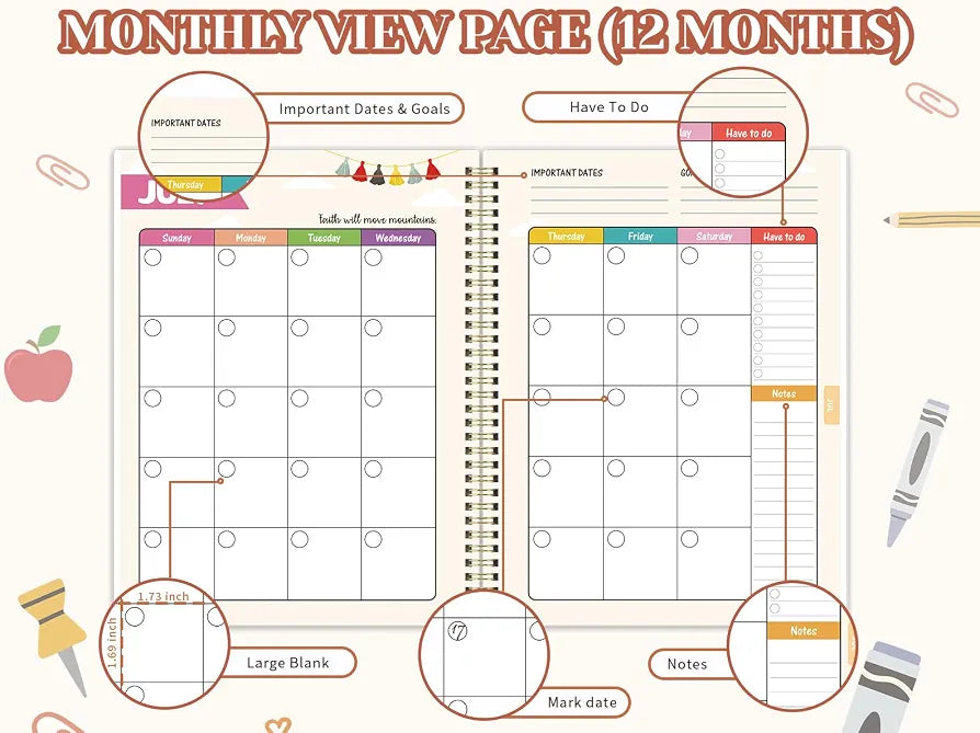 Undated Teacher Planner 2026-2027 - Teacher Lesson Planner, 9''x11''