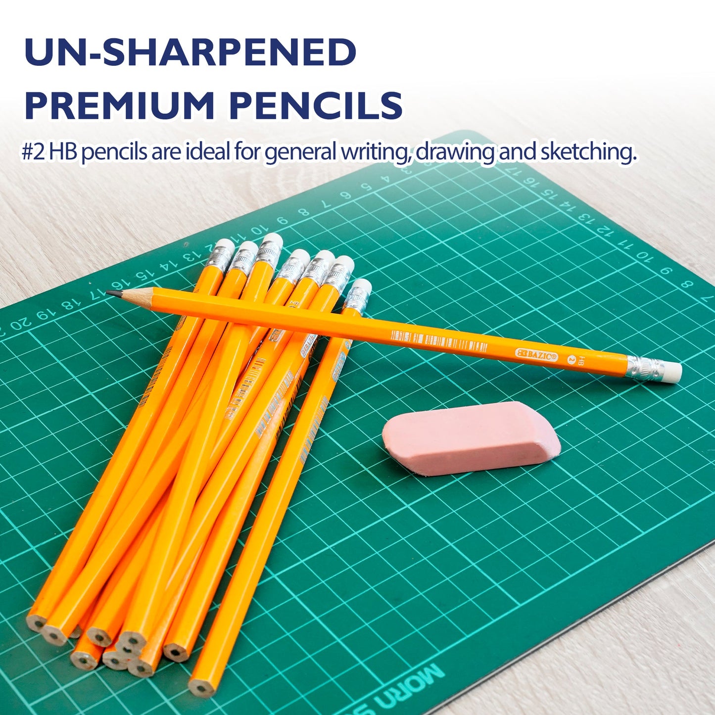 #2 Yellow Pencils with Eraser, for School