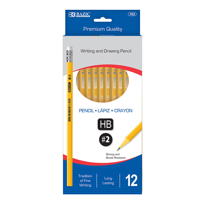 #2 Yellow Pencils with Eraser, for School
