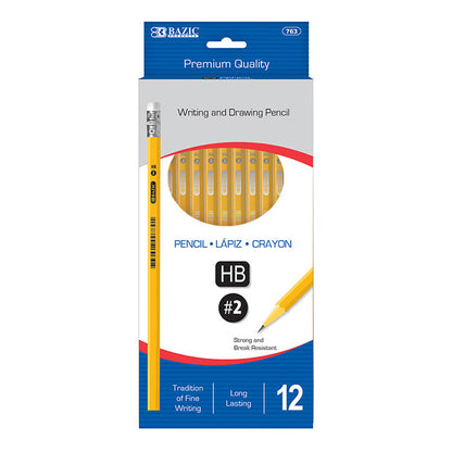 #2 Yellow Pencils with Eraser, for School