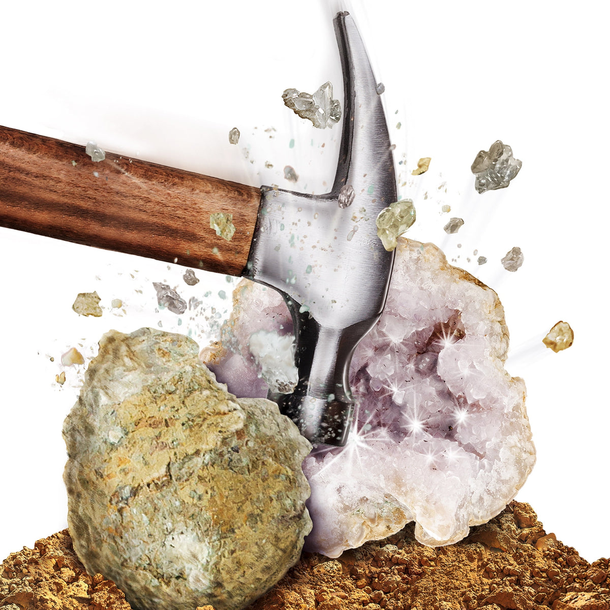 Nat Geo Break Open 2 Geodes Science Kit for Child 8 Years and up, Includes Goggles