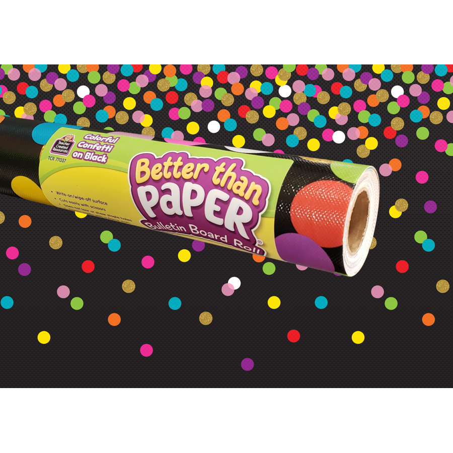 Colorful Confetti on Black Better Than Paper Bulletin Board Roll
