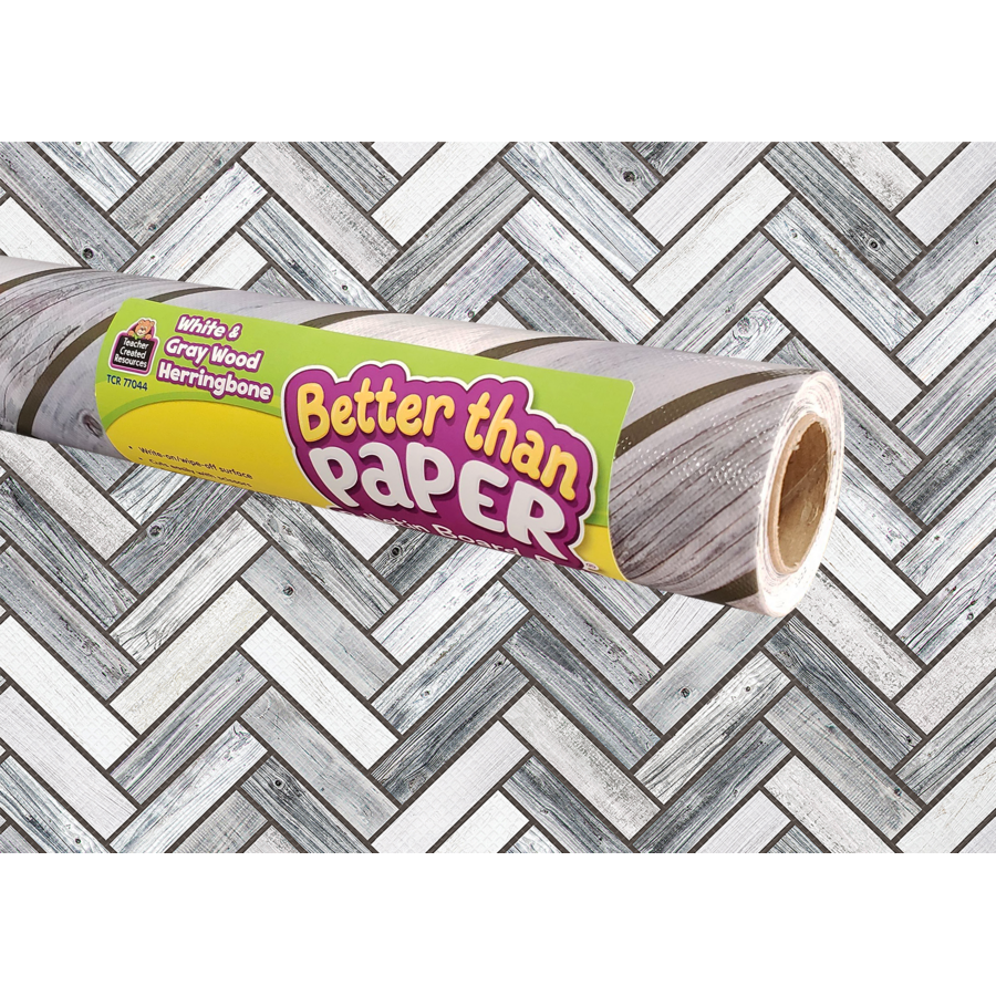 White & Gray Wood Herringbone Better Than Paper Bulletin Board Roll