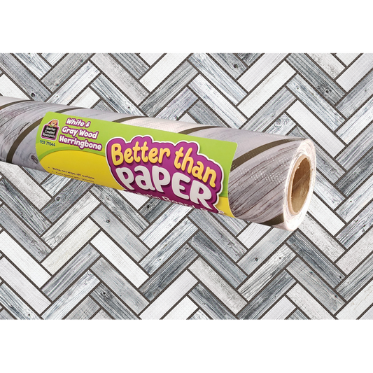 White & Gray Wood Herringbone Better Than Paper Bulletin Board Roll