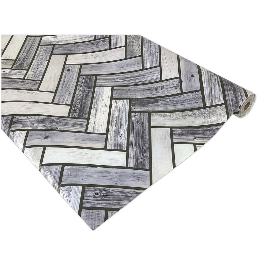 White & Gray Wood Herringbone Better Than Paper Bulletin Board Roll