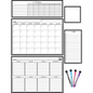 Black & White Dry-Erase Magnetic Calendar Set