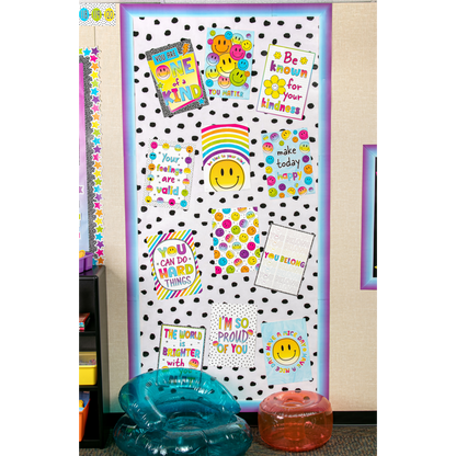 Black Painted Dots on White Better Than Paper Bulletin Board Roll