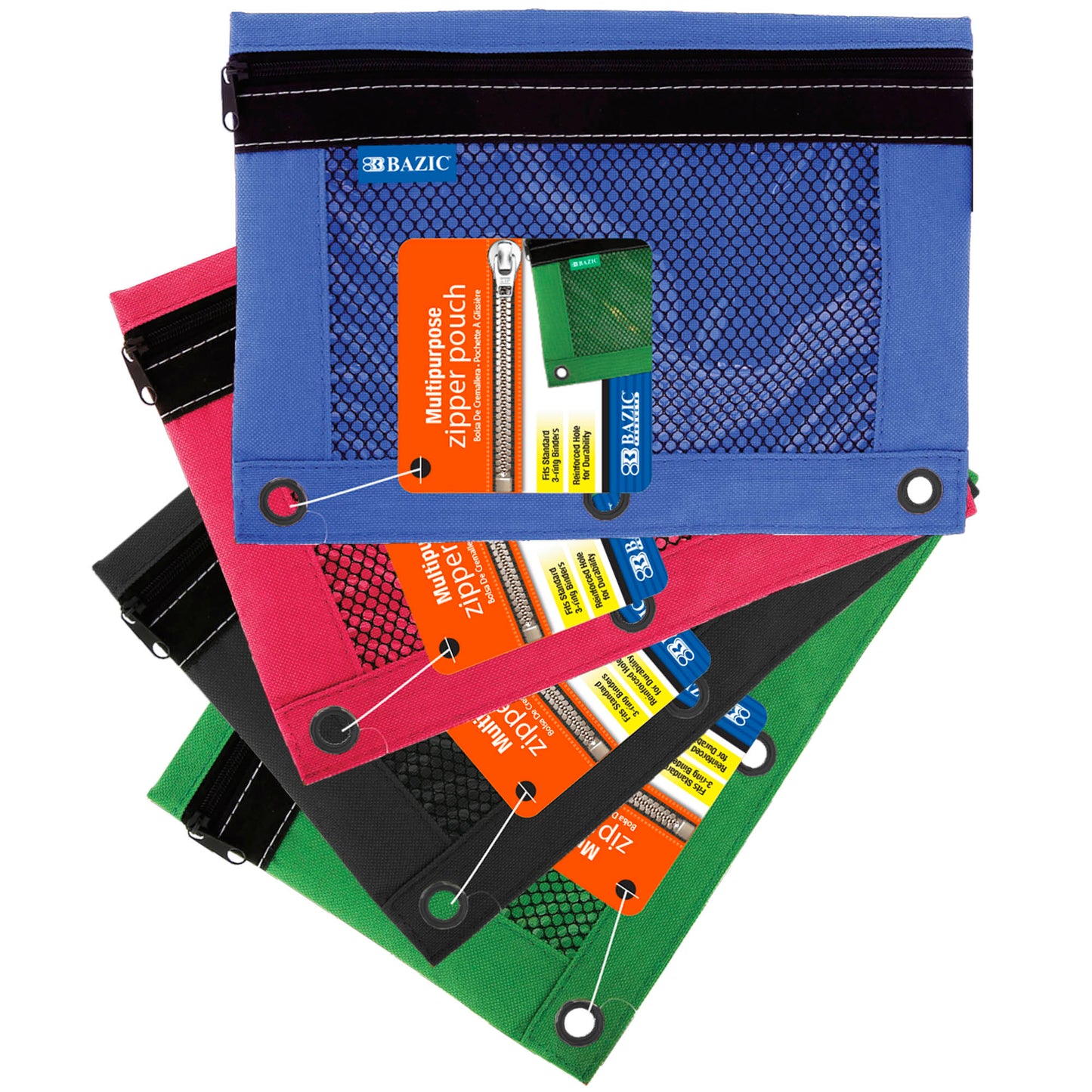 3-Ring Pencil Pouch with Clear Mesh Window