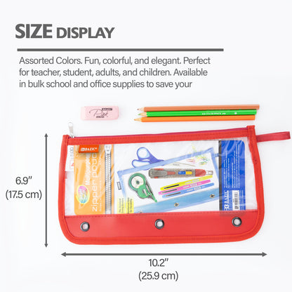 Clear 3-Ring Pencil Pouch, 11.5 x 6.5 in