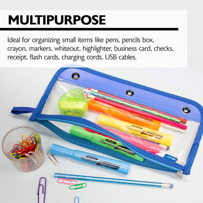 Clear 3-Ring Pencil Pouch, 11.5 x 6.5 in