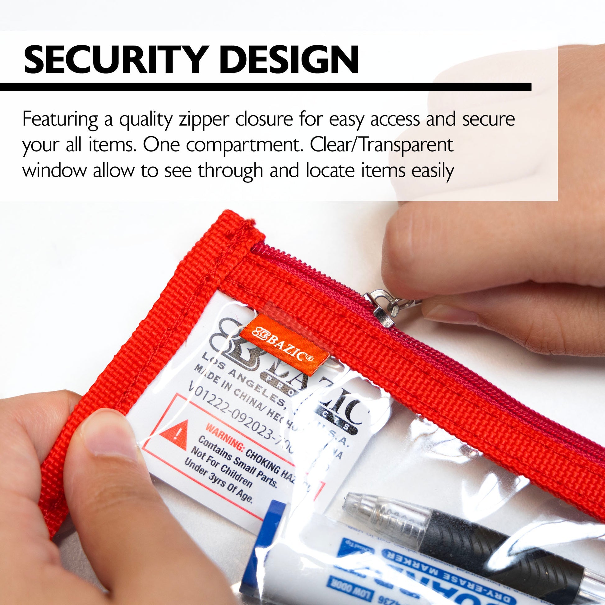 Clear 3-Ring Pencil Pouch, 11.5 x 6.5 in