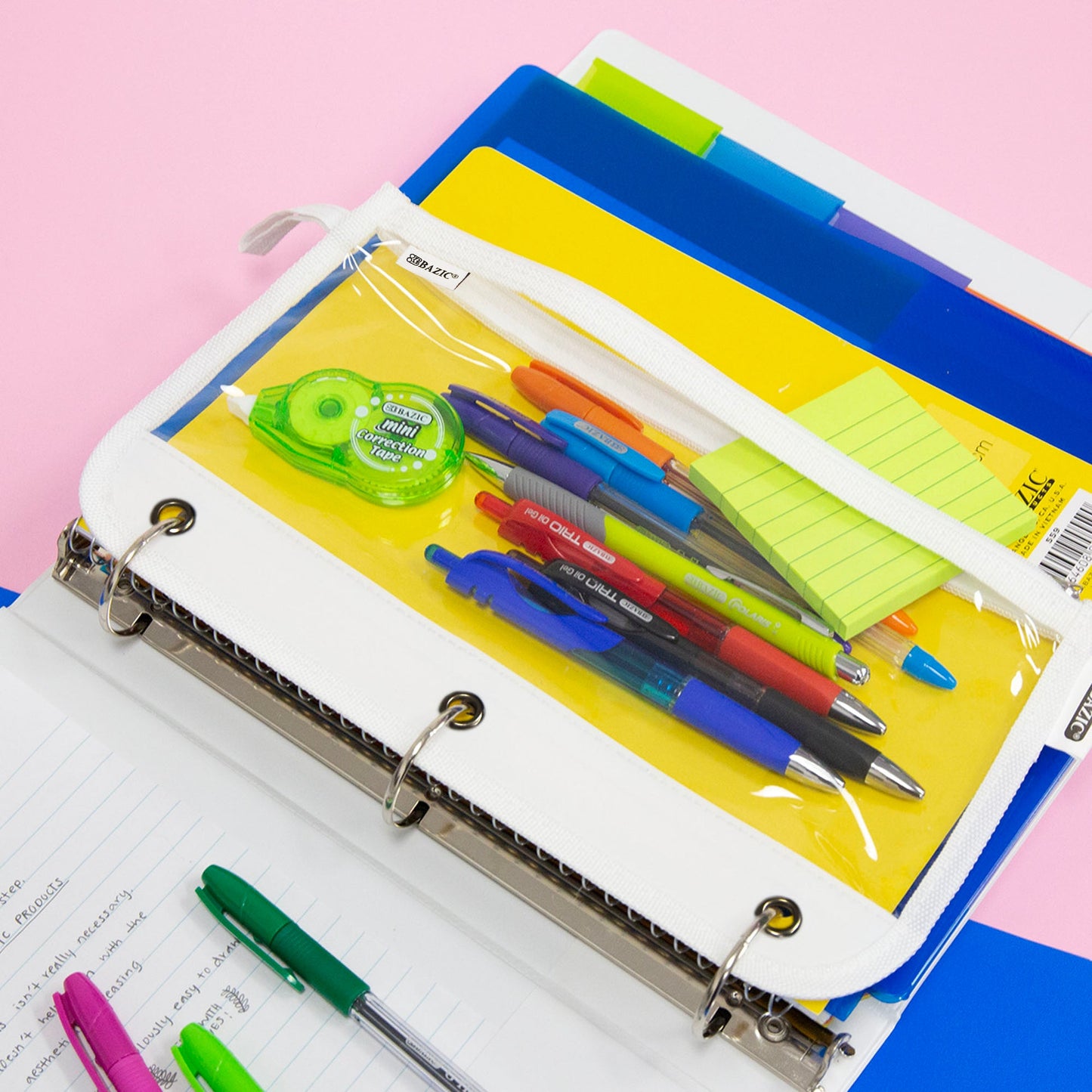 Clear 3-Ring Pencil Pouch, 11.5 x 6.5 in