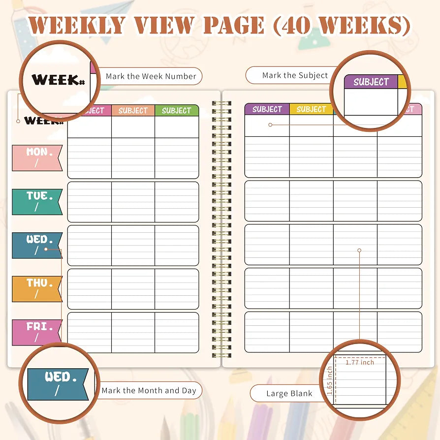 Teacher Planner - Undated Teacher Planner 9''x11''