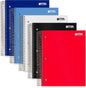 Better Office Products 5-Subject Spiral Notebook, Poly Cover, College Rule, 200 Sheet with 4 Two-Sided Pocket Dividers, 11 x 8.5 inches